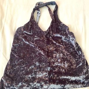 Crushed velvet grey/blue halter top
